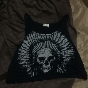 Women’s Skull Feather Crop Top